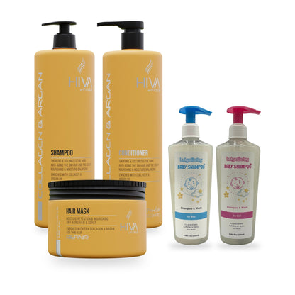 Set Family Shampoo – Hiva Colagen & Argan (galben) + LulyBaby