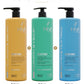Set 3 balsamuri HIVA 3 × 1000 ml – Collagen & Argan, Keratin & Hemp, Biotin & Tea Tree